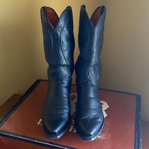 Lucchese Black Burn Ranch 1883 leather cowboy boots